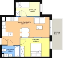 3 pokoje, mieszkanie 45,99 m², piętro 3, oferta nr M24, Nowy Zakroczym, Zakroczym, ul. Tylna