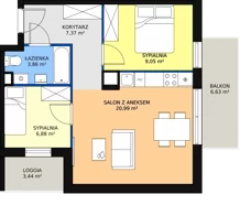 3 pokoje, mieszkanie 48,10 m², piętro 3, oferta nr M25, Nowy Zakroczym, Zakroczym, ul. Tylna