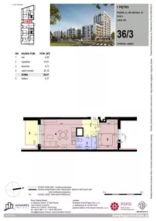 2 pokoje, mieszkanie 39,57 m², piętro 1, oferta nr SM2-A2-LM-36_03, Świętego Michała, Poznań, Ostrów Tumski-Śródka-Zawady-Komandoria, Śródka, ul. Świętego Michała 34, 36, 38, 40
