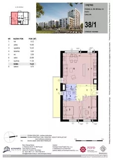 3 pokoje, mieszkanie 74,25 m², piętro 1, oferta nr SM2-B-LM-38_01, Świętego Michała, Poznań, Ostrów Tumski-Śródka-Zawady-Komandoria, Śródka, ul. Świętego Michała 34, 36, 38, 40