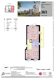 3 pokoje, mieszkanie 55,55 m², piętro 1, oferta nr SM2-B-LM-38_03, Świętego Michała, Poznań, Ostrów Tumski-Śródka-Zawady-Komandoria, Śródka, ul. Świętego Michała 34, 36, 38, 40