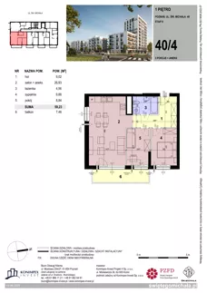 3 pokoje, mieszkanie 59,23 m², piętro 1, oferta nr SM2-C-LM-40_04, Świętego Michała, Poznań, Ostrów Tumski-Śródka-Zawady-Komandoria, Śródka, ul. Świętego Michała 34, 36, 38, 40