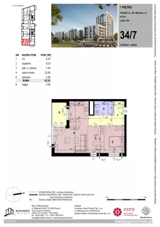 3 pokoje, mieszkanie 52,35 m², piętro 1, oferta nr SM2-A1-LM-34_07, Świętego Michała, Poznań, Ostrów Tumski-Śródka-Zawady-Komandoria, Śródka, ul. Świętego Michała 34, 36, 38, 40
