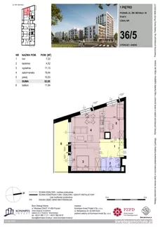 3 pokoje, mieszkanie 52,85 m², piętro 1, oferta nr SM2-A2-LM-36_05, Świętego Michała, Poznań, Ostrów Tumski-Śródka-Zawady-Komandoria, Śródka, ul. Świętego Michała 34, 36, 38, 40