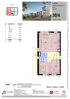 3 pokoje, mieszkanie 74,25 m², piętro 2, oferta nr SM2-B-LM-38_04, Świętego Michała, Poznań, Ostrów Tumski-Śródka-Zawady-Komandoria, Śródka, ul. Świętego Michała 34, 36, 38, 40