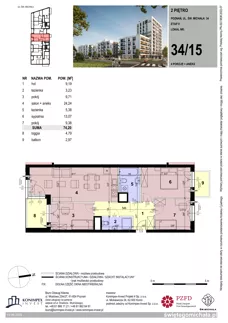 4 pokoje, mieszkanie 74,20 m², piętro 2, oferta nr SM2-A1-LM-34_15, Świętego Michała, Poznań, Ostrów Tumski-Śródka-Zawady-Komandoria, Śródka, ul. Świętego Michała 34, 36, 38, 40