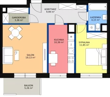 2 pokoje, mieszkanie 59,08 m², piętro 3, oferta nr HB0331, Park Skandynawia V, Warszawa, Praga Południe, Gocław, ul. Optyków 1