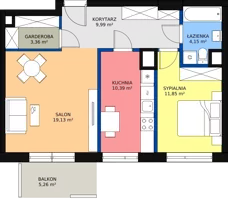 2 pokoje, mieszkanie 59,03 m², piętro 4, oferta nr HB0441, Park Skandynawia V, Warszawa, Praga Południe, Gocław, ul. Optyków 1
