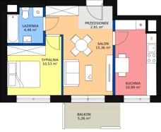 3 pokoje, mieszkanie 44,45 m², piętro 4, oferta nr HB0449, Park Skandynawia V, Warszawa, Praga Południe, Gocław, ul. Optyków 1