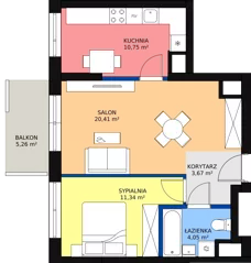 2 pokoje, mieszkanie 50,43 m², piętro 6, oferta nr HB0665, Park Skandynawia V, Warszawa, Praga Południe, Gocław, ul. Optyków 1