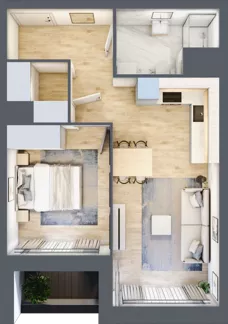 2 pokoje, mieszkanie 43,34 m², piętro 1, oferta nr 1BB0107, Awangarda Mogilska, Kraków, Prądnik Czerwony, Rakowice, ul. Mogilska 126