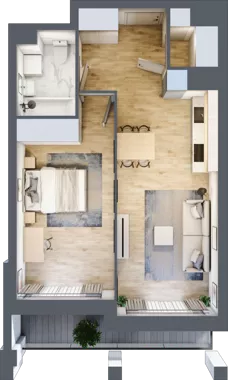 2 pokoje, mieszkanie 49,61 m², piętro 2, oferta nr 1BC0202, Awangarda Mogilska, Kraków, Prądnik Czerwony, Rakowice, ul. Mogilska 126