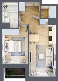 2 pokoje, mieszkanie 42,87 m², piętro 1, oferta nr 1BB0106, Awangarda Mogilska, Kraków, Prądnik Czerwony, Rakowice, ul. Mogilska 126