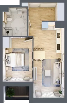 2 pokoje, mieszkanie 47,07 m², piętro 1, oferta nr 1BC0103, Awangarda Mogilska, Kraków, Prądnik Czerwony, Rakowice, ul. Mogilska 126