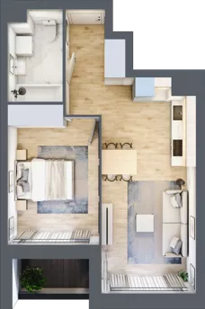 2 pokoje, mieszkanie 42,38 m², piętro 1, oferta nr 1BC0104, Awangarda Mogilska, Kraków, Prądnik Czerwony, Rakowice, ul. Mogilska 126