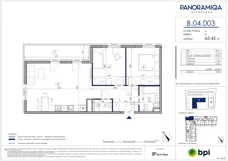 3 pokoje, mieszkanie 65,48 m², piętro 4, oferta nr B.04.003, Panoramiqa, Poznań, Rataje, Starołęka, ul. Wagrowska 1A