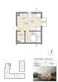 2 pokoje, apartament 36,10 m², piętro 1, oferta nr 11, Apartamenty Zdrój, Supraśl, ul. Stanisława Konarskiego