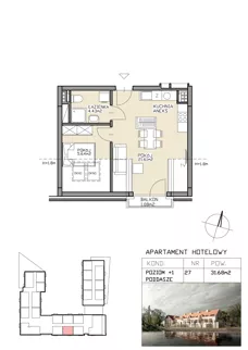 2 pokoje, apartament 31,68 m², piętro 1, oferta nr 27, Apartamenty Zdrój, Supraśl, ul. Stanisława Konarskiego