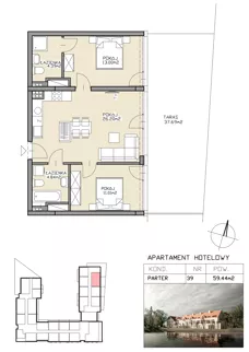 3 pokoje, apartament 59,44 m², parter, oferta nr 39, Apartamenty Zdrój, Supraśl, ul. Stanisława Konarskiego