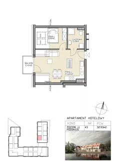 2 pokoje, apartament 32,93 m², piętro 1, oferta nr 43, Apartamenty Zdrój, Supraśl, ul. Stanisława Konarskiego