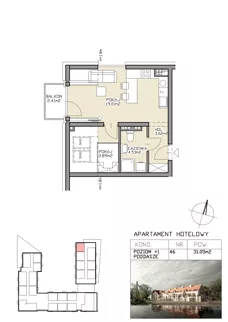 2 pokoje, apartament 31,05 m², piętro 1, oferta nr 46, Apartamenty Zdrój, Supraśl, ul. Stanisława Konarskiego