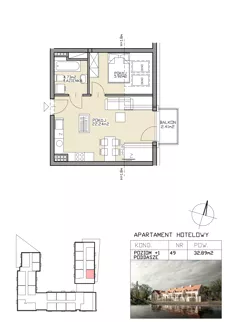 2 pokoje, apartament 32,89 m², piętro 1, oferta nr 49, Apartamenty Zdrój, Supraśl, ul. Stanisława Konarskiego