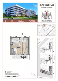 2 pokoje, mieszkanie 35,40 m², parter, oferta nr 57, Urok Jagienki, Białystok, Sienkiewicza, ul. Jagienki/ Chmielna