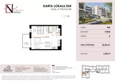 2 pokoje, mieszkanie 42,04 m², piętro 2, oferta nr E54, Enklawa Natury etap II, Łódź, Polesie, Lublinek-Pienista, ul. Pienista 80