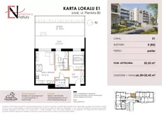 3 pokoje, mieszkanie 52,32 m², parter, oferta nr E1, Enklawa Natury etap II, Łódź, Polesie, Lublinek-Pienista, ul. Pienista 80