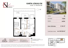 3 pokoje, mieszkanie 61,46 m², parter, oferta nr E4, Enklawa Natury etap II, Łódź, Polesie, Lublinek-Pienista, ul. Pienista 80