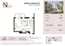 3 pokoje, mieszkanie 53,47 m², piętro 2, oferta nr E17, Enklawa Natury etap II, Łódź, Polesie, Lublinek-Pienista, ul. Pienista 80