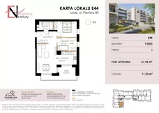3 pokoje, mieszkanie 61,92 m², piętro 1, oferta nr E44, Enklawa Natury etap II, Łódź, Polesie, Lublinek-Pienista, ul. Pienista 80