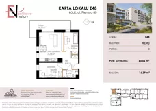 3 pokoje, mieszkanie 60,06 m², piętro 1, oferta nr E48, Enklawa Natury etap II, Łódź, Polesie, Lublinek-Pienista, ul. Pienista 80