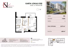 3 pokoje, mieszkanie 50,70 m², piętro 1, oferta nr E50, Enklawa Natury etap II, Łódź, Polesie, Lublinek-Pienista, ul. Pienista 80