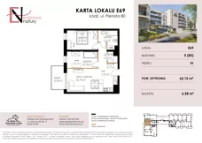 3 pokoje, mieszkanie 62,15 m², piętro 4, oferta nr E69, Enklawa Natury etap II, Łódź, Polesie, Lublinek-Pienista, ul. Pienista 80