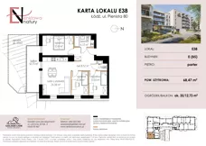 4 pokoje, mieszkanie 68,47 m², parter, oferta nr E38, Enklawa Natury etap II, Łódź, Polesie, Lublinek-Pienista, ul. Pienista 80