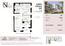 4 pokoje, mieszkanie 80,53 m², piętro 3, oferta nr E60, Enklawa Natury etap II, Łódź, Polesie, Lublinek-Pienista, ul. Pienista 80