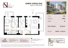 4 pokoje, mieszkanie 101,54 m², piętro 3, oferta nr E63, Enklawa Natury etap II, Łódź, Polesie, Lublinek-Pienista, ul. Pienista 80