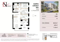 4 pokoje, mieszkanie 80,53 m², piętro 4, oferta nr E66, Enklawa Natury etap II, Łódź, Polesie, Lublinek-Pienista, ul. Pienista 80