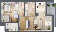 4 pokoje, mieszkanie 81,74 m², piętro 2, oferta nr C12, Enklawa Natury, Łódź, Polesie, Lublinek-Pienista, ul. Pienista 80