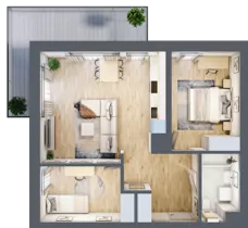 3 pokoje, mieszkanie 61,15 m², piętro 2, oferta nr C17, Enklawa Natury, Łódź, Polesie, Lublinek-Pienista, ul. Pienista 80