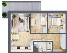3 pokoje, mieszkanie 56,88 m², piętro 1, oferta nr D15, Enklawa Natury, Łódź, Polesie, Lublinek-Pienista, ul. Pienista 80