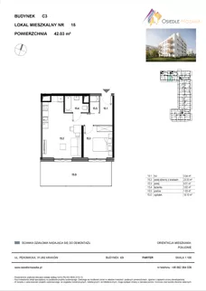 2 pokoje, mieszkanie 42,03 m², parter, oferta nr C3-015, Osiedle Mozaika, Kraków, Prądnik Biały, ul. Pękowicka