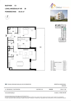 3 pokoje, mieszkanie 83,43 m², parter, oferta nr C3-028, Osiedle Mozaika, Kraków, Prądnik Biały, ul. Pękowicka