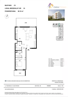 2 pokoje, mieszkanie 58,18 m², parter, oferta nr C3-033, Osiedle Mozaika, Kraków, Prądnik Biały, ul. Pękowicka