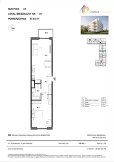 2 pokoje, mieszkanie 57,63 m², piętro 1, oferta nr C3-041, Osiedle Mozaika, Kraków, Prądnik Biały, ul. Pękowicka