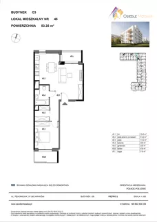 2 pokoje, mieszkanie 53,35 m², piętro 2, oferta nr C3-045, Osiedle Mozaika, Kraków, Prądnik Biały, ul. Pękowicka