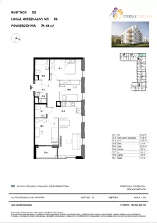 4 pokoje, mieszkanie 71,44 m², piętro 3, oferta nr C3-056, Osiedle Mozaika, Kraków, Prądnik Biały, ul. Pękowicka