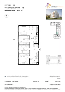 4 pokoje, mieszkanie 72,44 m², parter, oferta nr C3-072, Osiedle Mozaika, Kraków, Prądnik Biały, ul. Pękowicka