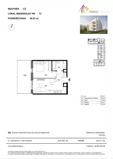 2 pokoje, mieszkanie 34,86 m², piętro 1, oferta nr C3-043, Osiedle Mozaika, Kraków, Prądnik Biały, ul. Pękowicka